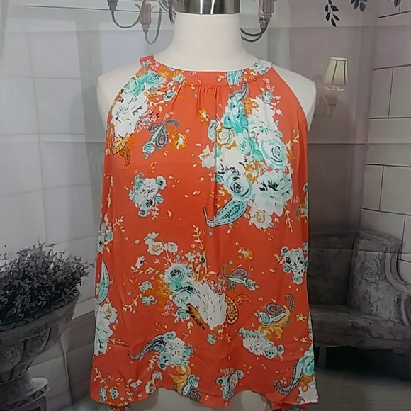 Torrid Peach Floral and Paisley Blouse NWOT - Picture 2 of 6